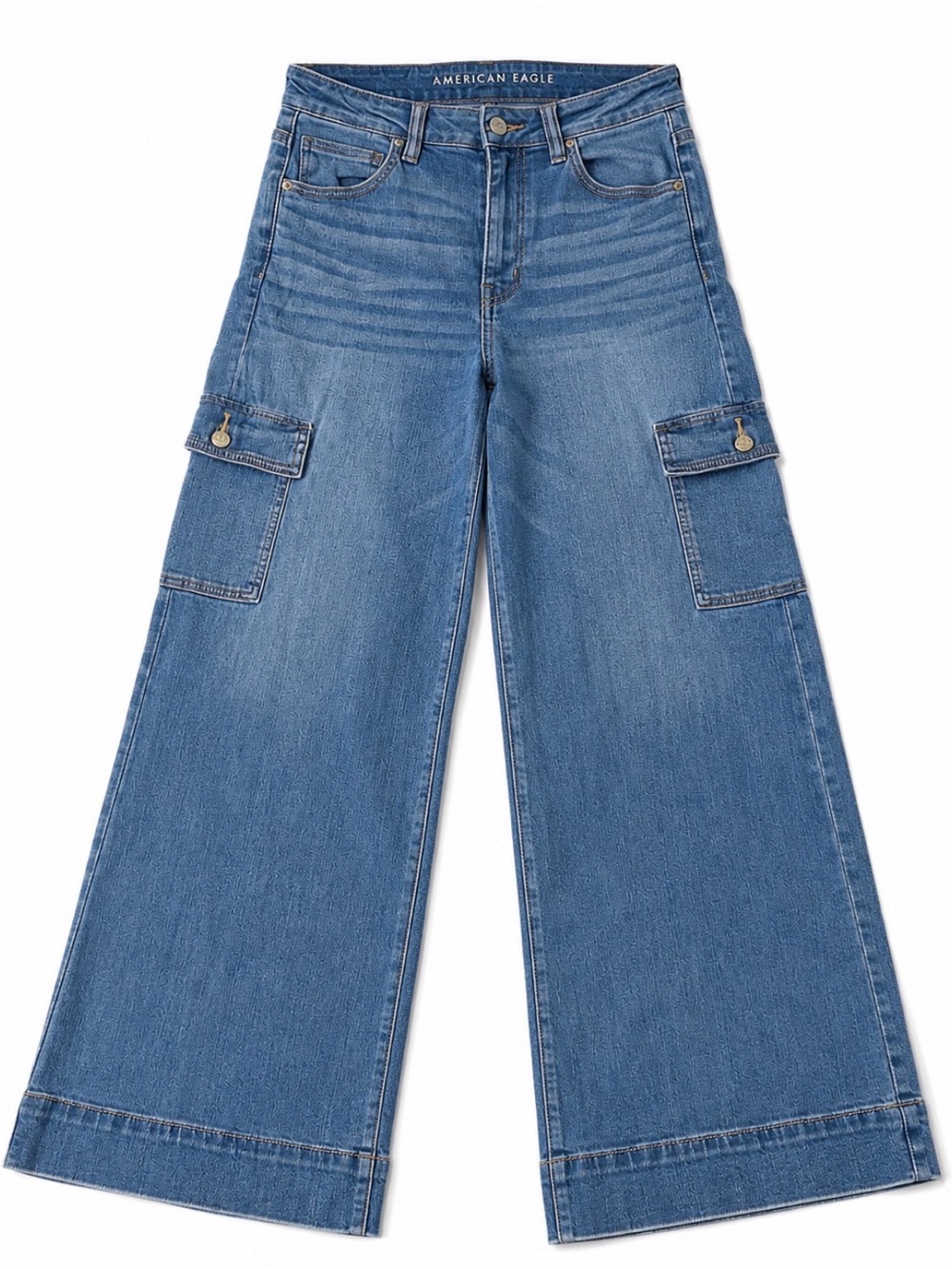 American Eagle OutfittWomen’s Size 0 Regular Wide Leg Cargo Jeans Medium Wash Y2